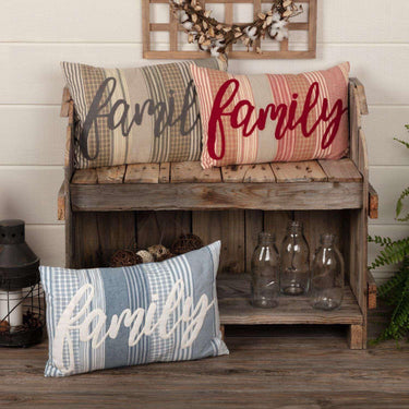 Sawyer Mill Family Pillow Charcoal, Red & Blue - The Fox Decor